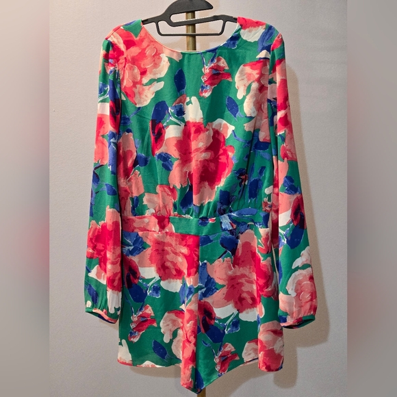 Lulu's Sweetest Song Green Floral Print Backless Romper - Picture 3 of 7